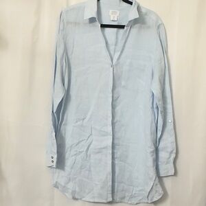 Sigrid Olsen Sky Blue Linen Shirt dress
